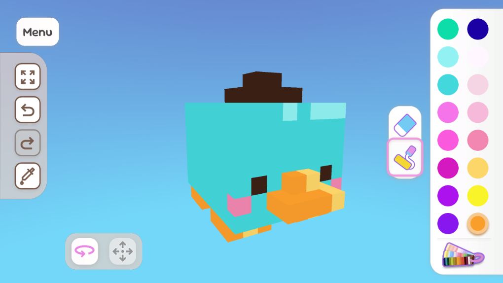 Painting a 3D voxel platypus character