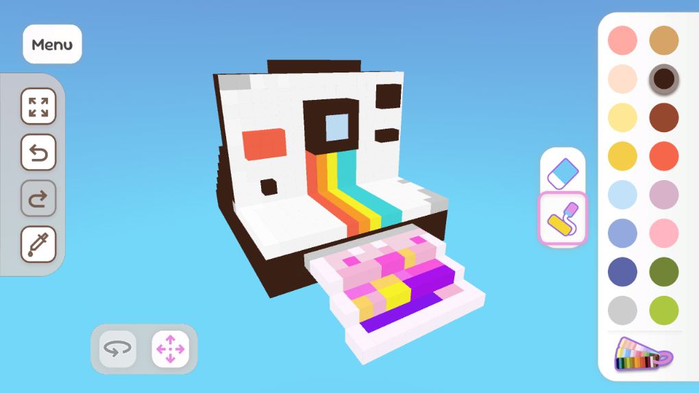 Painting a 3D voxel polaroid camera