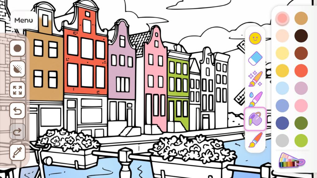 Coloring a row of Amsterdam houses